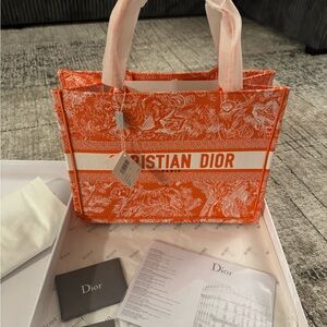 Dior Vibrant Orange Tote with White Accents